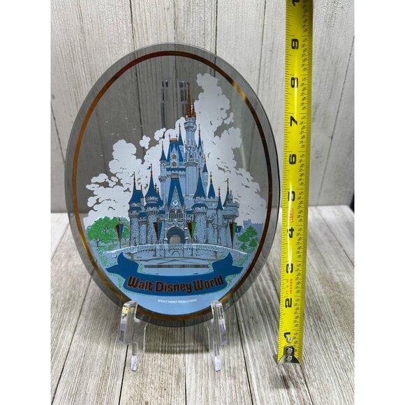 Vintage Walt Disney World Cinderella's Castle Souvenir Plate Oval Glass 1970's - Picture 4 of 5